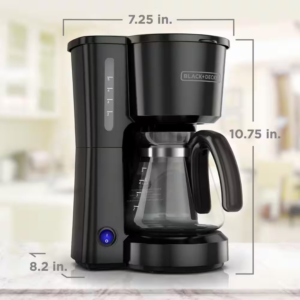 4-In-1 5-Cup Black Drip Coffee Maker