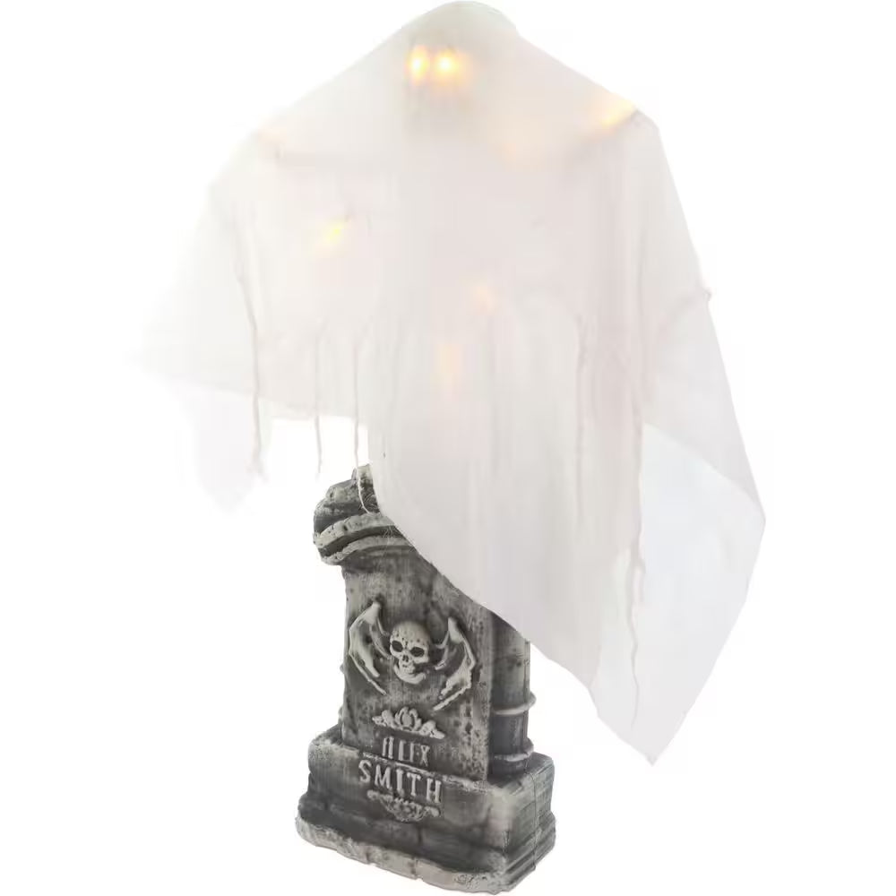 4 Ft. Touch-Activated Lightup Ghost with Tomb Halloween Prop