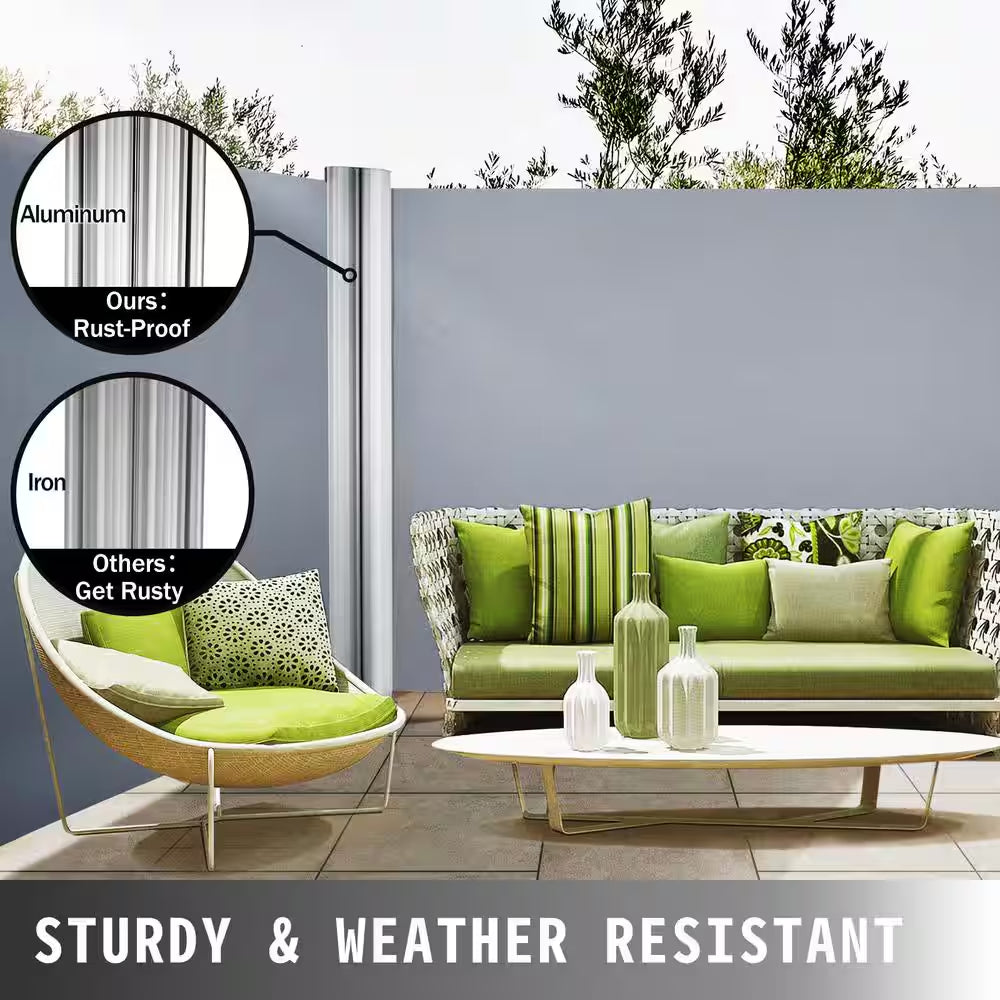 Retractable Side Awning 71 In. H X 236 In. W Patio Sunshine Screen Outdoor Privacy Divider & Wind Screen,Gray
