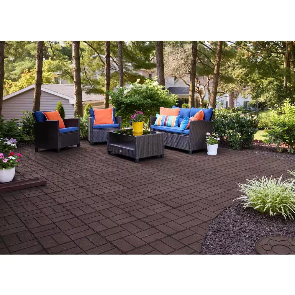 16 In. X 16 In. X 5/8 In. Brown Smartloc Rubber Paver (9-Pack)