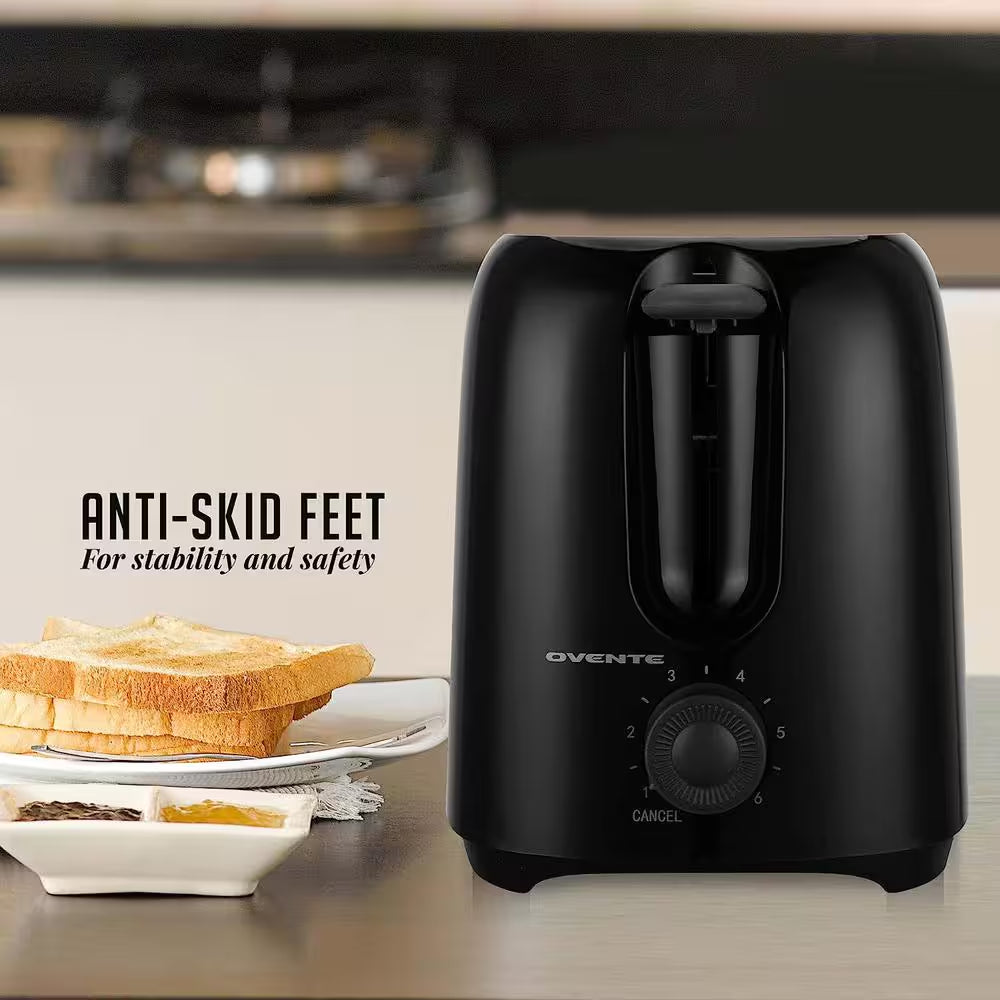 700-Watt 2-Slice Black Bread Toaster