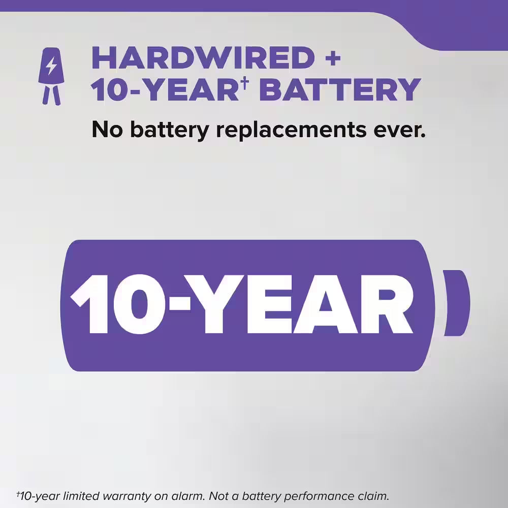 10-Year Battery and Hardwired Smoke and Carbon Monoxide Detector, Interconnectable and LED Warning Lights, 30CUA10