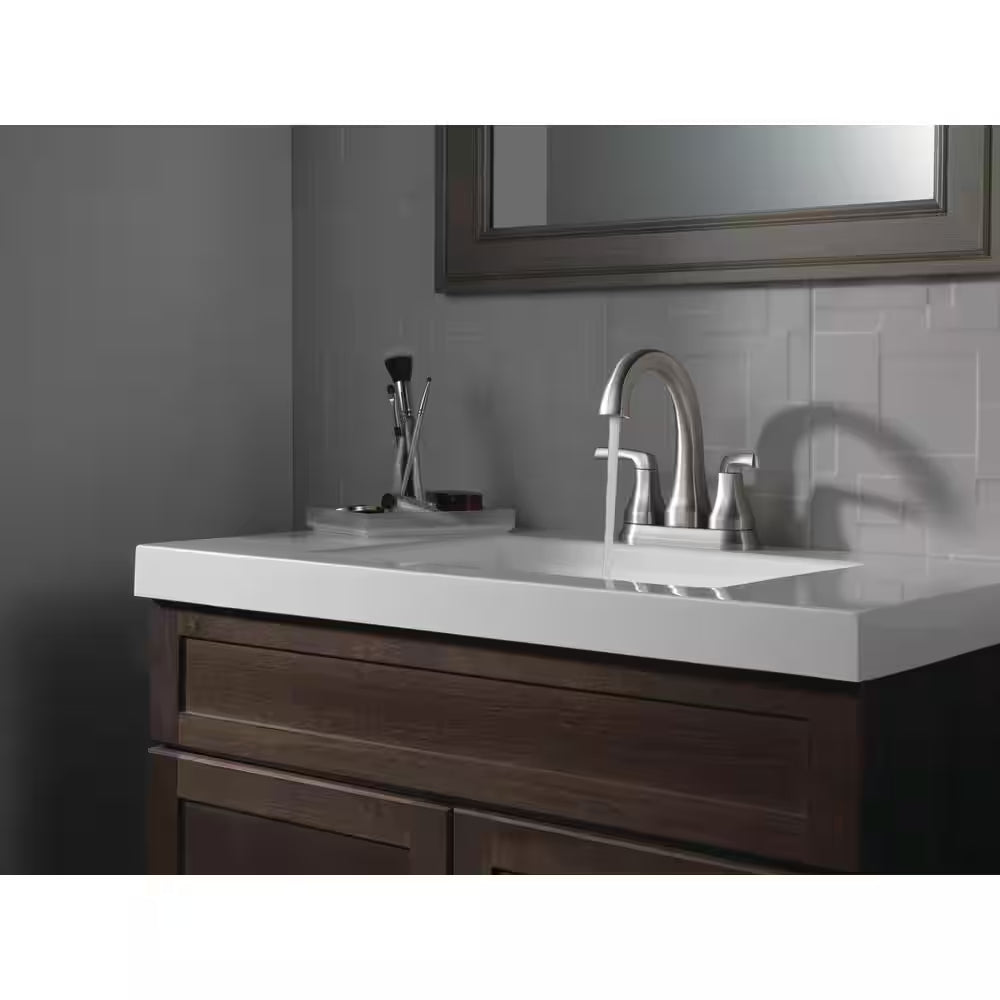 Portwood 4 In. Centerset 2-Handle Bathroom Faucet in Spotshield Brushed Nickel
