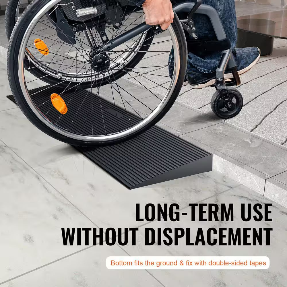 1.2 In. Rise Cuttable Threshold Ramp for Sweeping Robot, 35.4 In. Wide Natural Rubber Wheelchair Ramp, Non-Slip Ramp