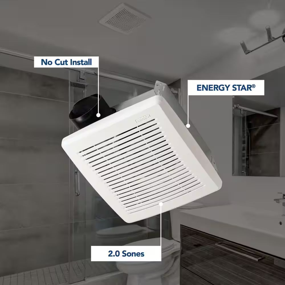 50 CFM Ceiling Bathroom Exhaust Fan with No‑Cut Installation, Quiet Operation