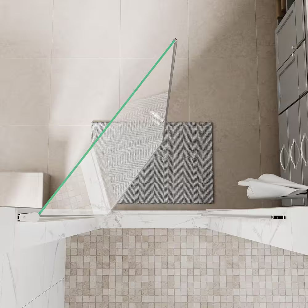 24-26 In. W X 72 In.H Frameless Pivot Shower Door in Chrome with Clear Glass