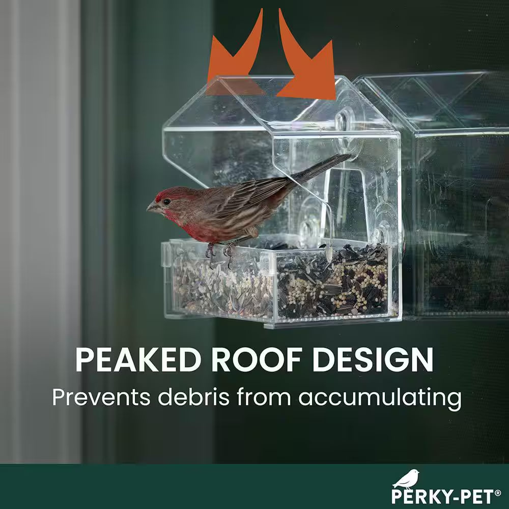 Clear Window Bird Feeder with 4 Suction Cups - 0.5 Lb. Capacity