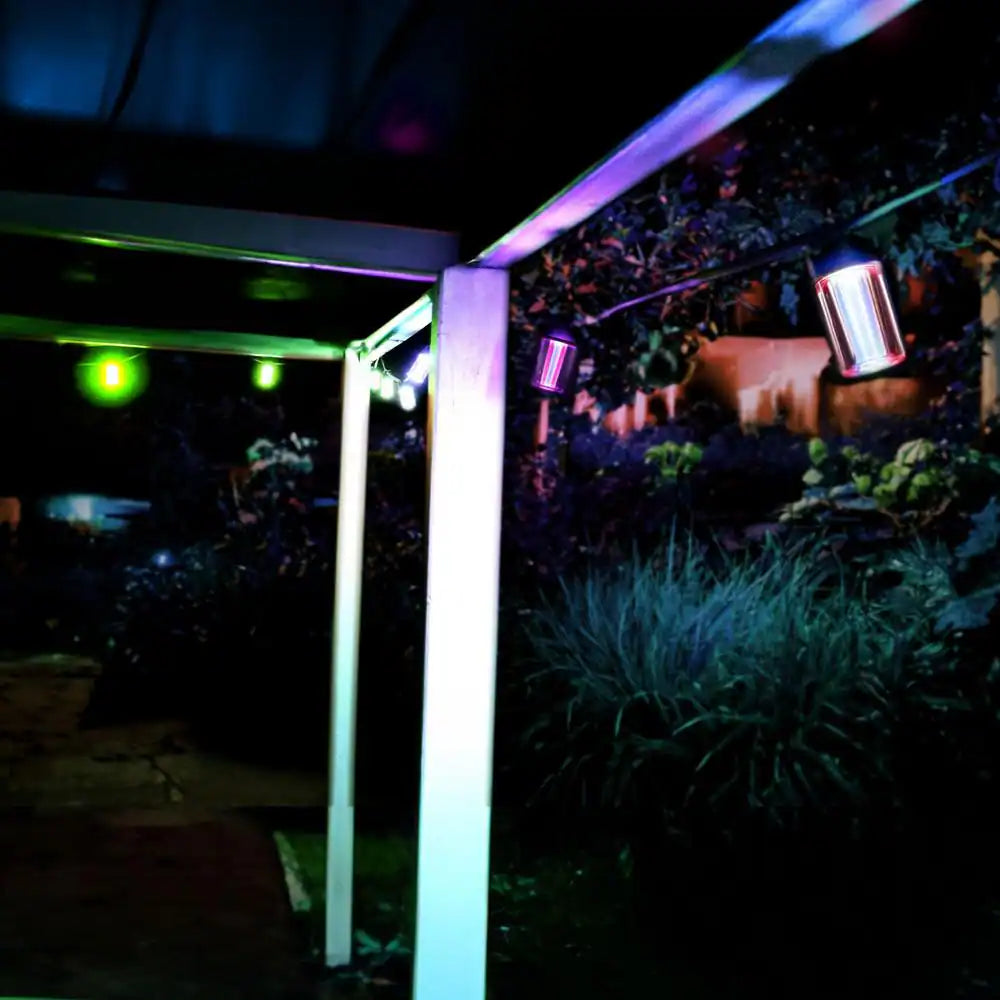 12-Light 24 Ft. Outdoor Plug-In RGB Integrated LED Smart Wi-Fi String Light, Works with Alexa/Hey Google/Homekit/Siri