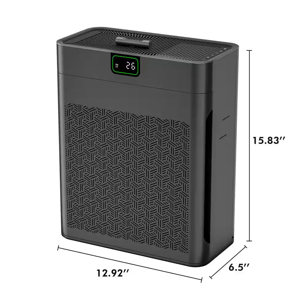 1100 Sq. Ft. H13 HEPA Personal Air Purifier in Black, with PM2. 5 Sensor, 25Db Sleep Mode, Activated Carbon, Ozone-Free