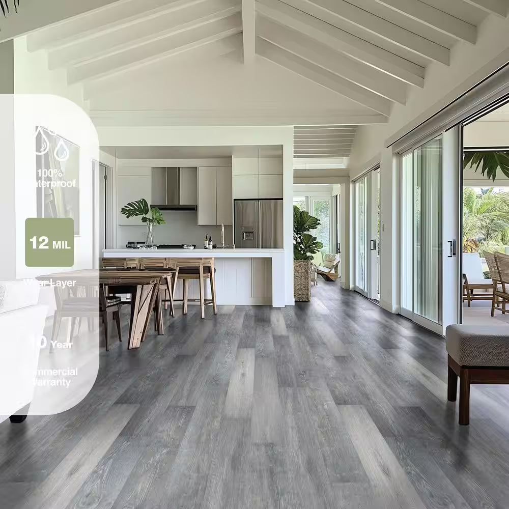 Lake Annette Oak 12 MIL X 7 In. W X 48 In. L Click Lock Waterproof Luxury Vinyl Plank Flooring (23.8 Sq. Ft. / Case)