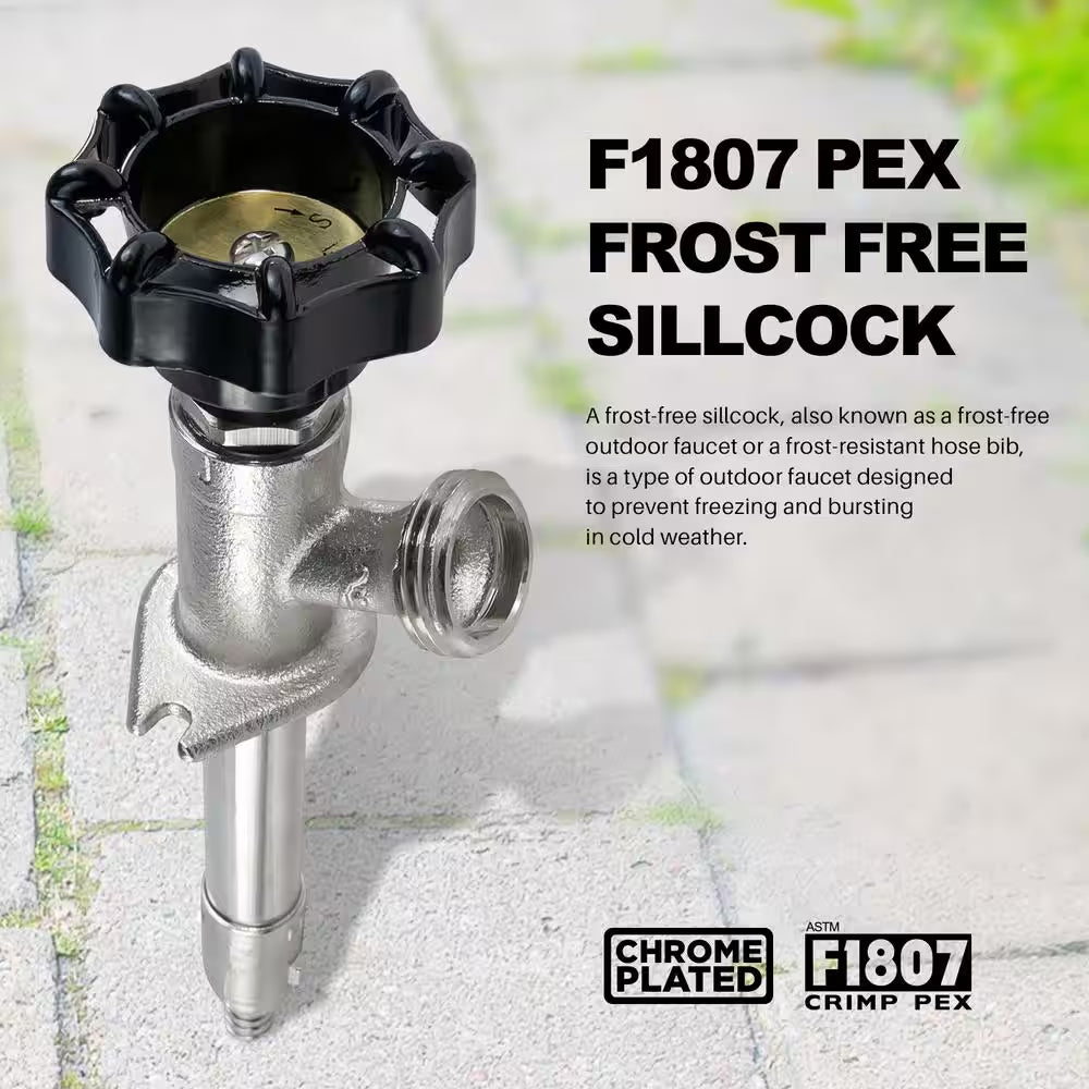 12 In. L Sillcock Frost Free Outdoor Faucet, with 1/2 In. PEX Connection and 3/4 In. Hose Bib