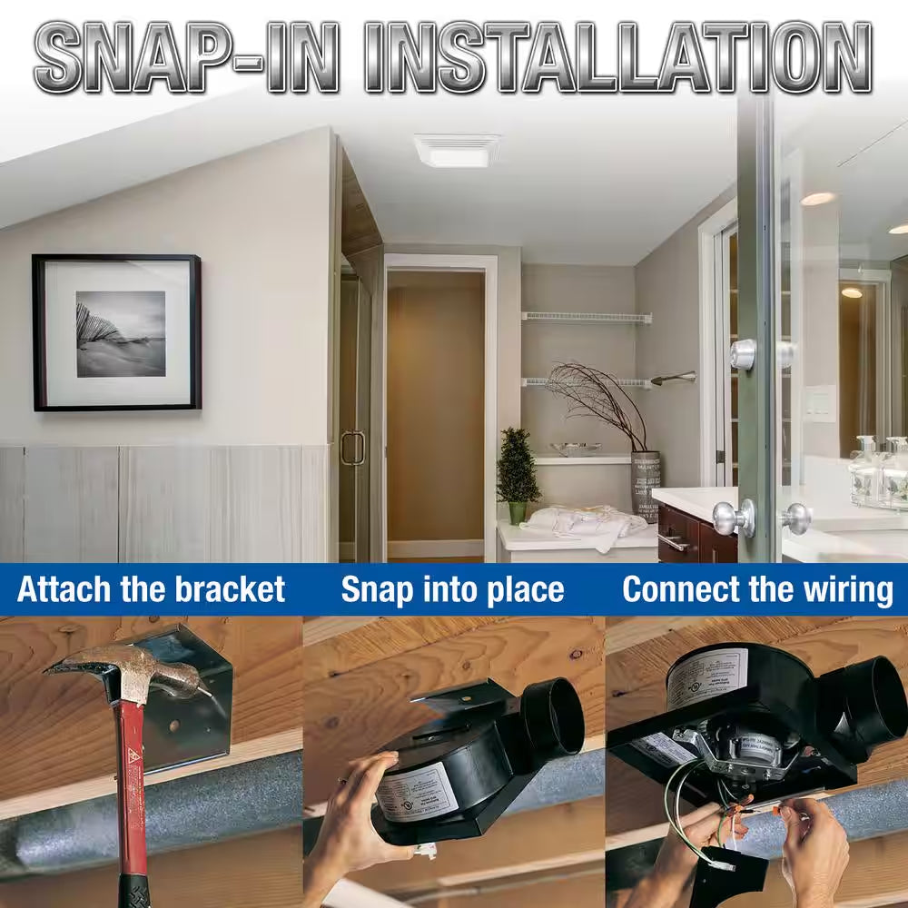 ENERGY STAR Certified Snap-In Installation Quiet 50 CFM Bathroom Exhaust Fan with LED Light