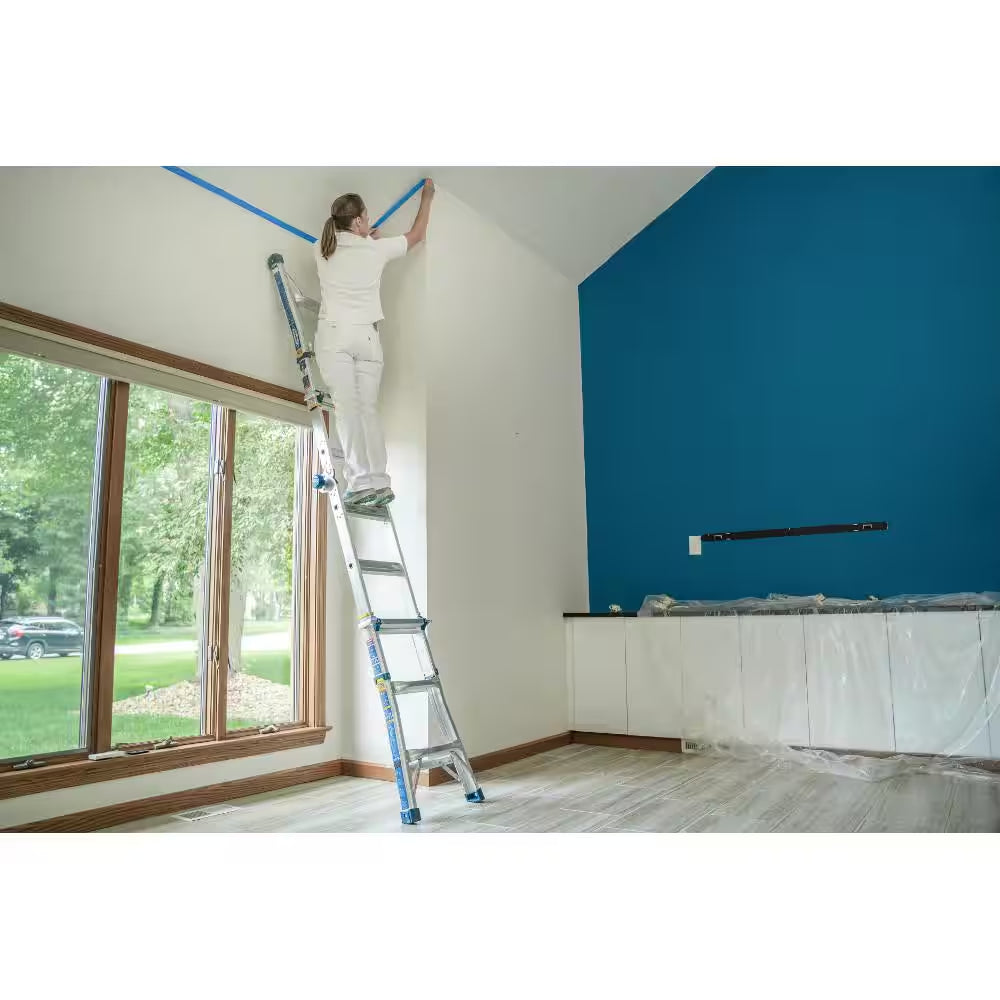 5 in 1 Multi Position Pro 14 Ft. Reach Aluminum Adjustable Multi Position Ladder, 375 Lb. Load Capacity Type IAA Duty