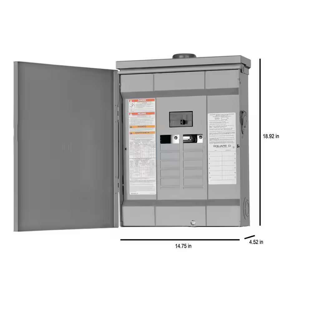 Homeline 125 Amp 12-Space 24-Circuit Outdoor Main Breaker Plug-On Neutral Load Center - Value Pack