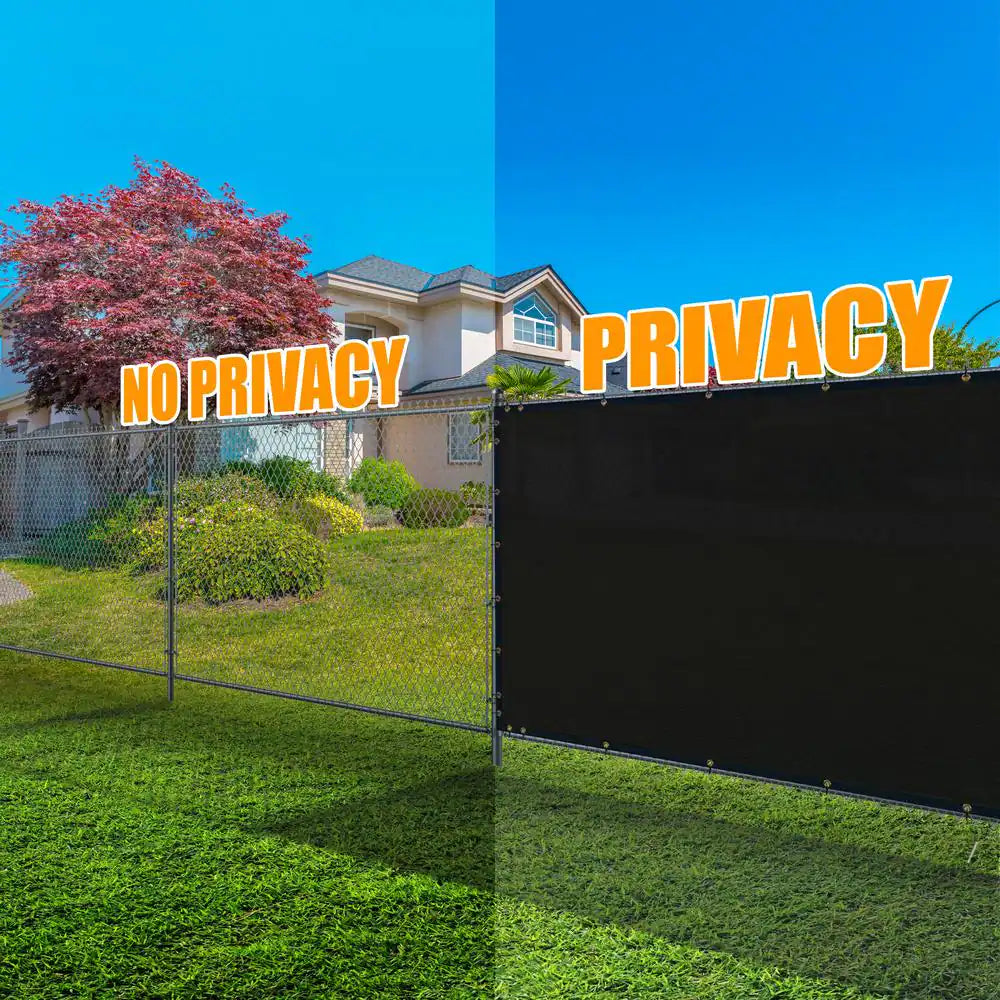4 Ft. H X 50 Ft. W Black Fence Outdoor Privacy Screen with Black Edge Bindings and Grommets
