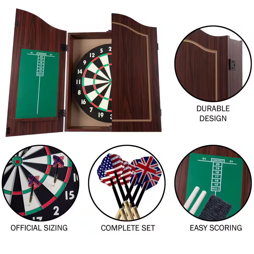 Dart Board Cabinet Set in Walnut