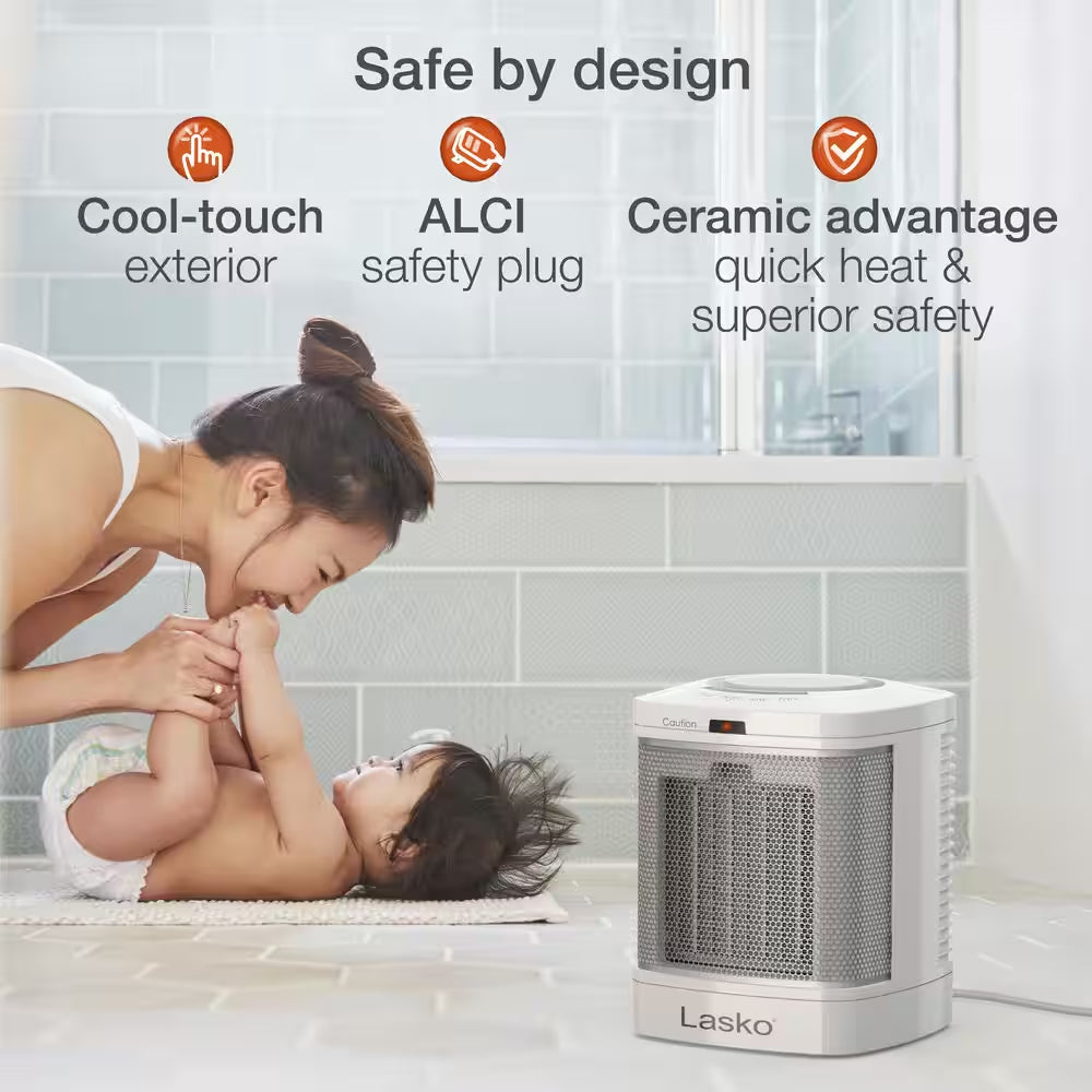 1500-Watt 7.65 In. Electric Bathroom Ceramic Space Heater with Fan and ALCI Safety Plug
