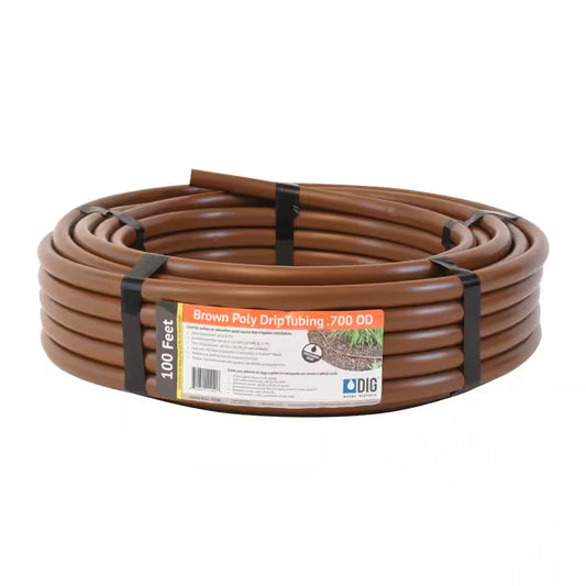 1/2 In. (0.600 In. I.D. X 0.700 In. O.D.) X 100 Ft. Brown Blank Poly Tubing for Drip Irrigation