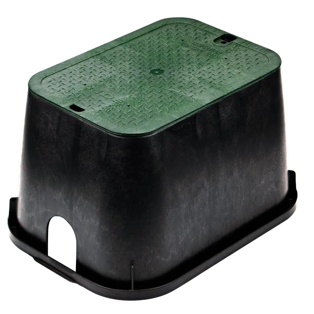 14 In. X 19 In. Rectangular Valve Box and Cover, Black Box, Green ICV Cover