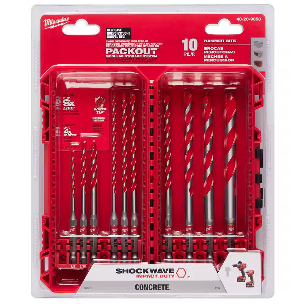 SHOCKWAVE Carbide Hammer Drill Bit Set. (10-Piece)