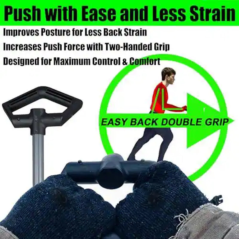 Crack Jumper 24 In. Combo Pusher, Adjust 42 in Vinyl-Coated Metal Handle, Abs-Plastic Blade, Ergonomic Grip Snow Shovel