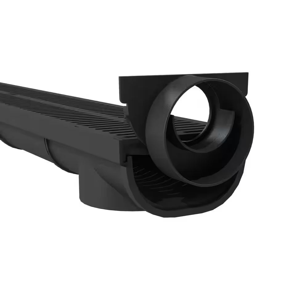 Compact Series Slim Drainage Pit/Catch Basin for 3.2 In. Modular Trench/Channel Drain Systems with Multi Pipe Adapter