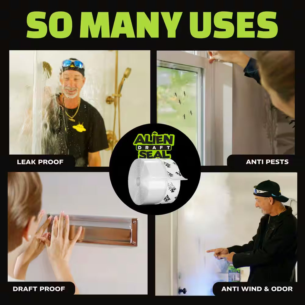 Alien Seal 1.4 In. X 49 Ft. Transparent Anti-Draft Adhesive Instant Insulation Seal Tape (3-Pack)