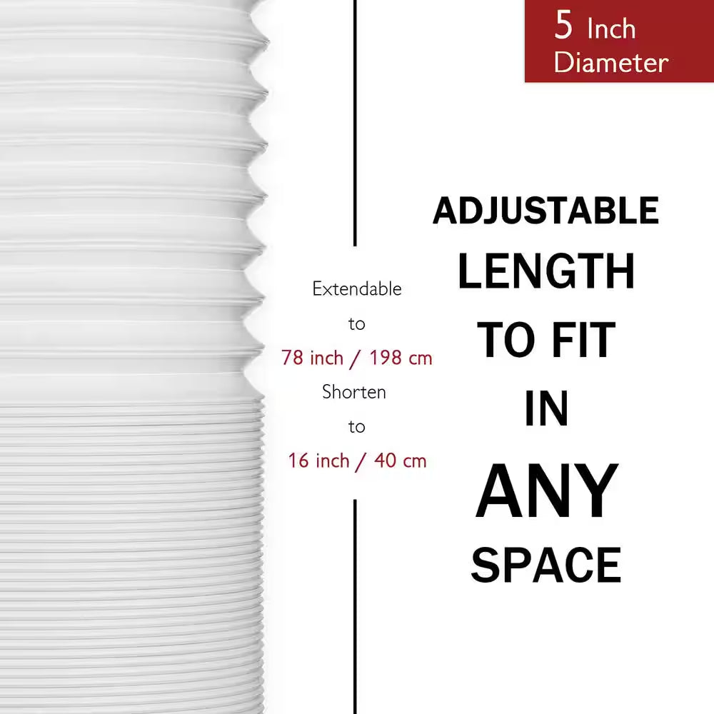 5 In. X 6.5 Ft. Non-Insulated Flexible Exhaust Hose for Portable Air Conditioner, Counter-Clockwise
