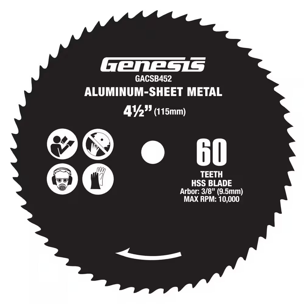 4 1/2 In. 60-Teeth High Speed Steel Circular Saw Blade for Aluminum and Sheet Metal