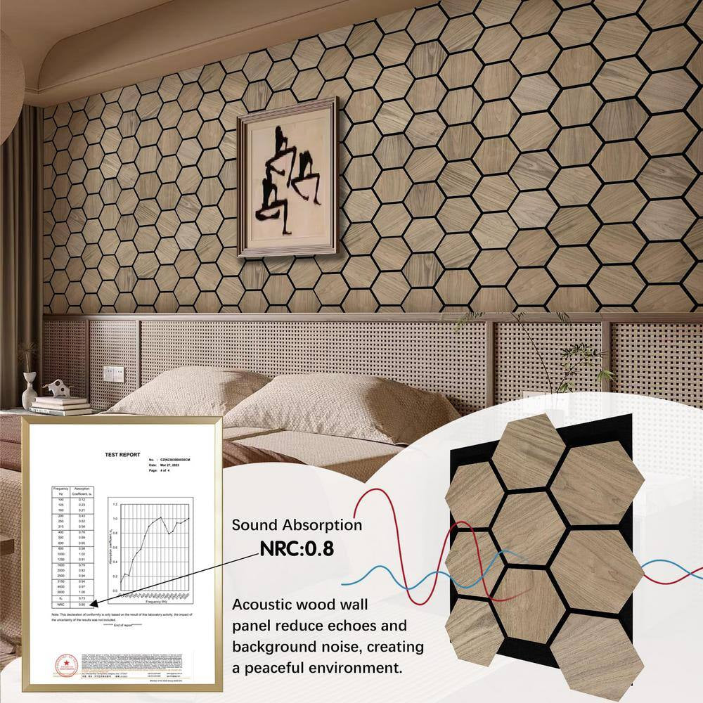 0.7 In. X 2 Ft. X 2.5 Ft. Natural Walnut Wood Acoustic Panels, Brown MDF Decorative Wall Paneling (4-Piece/Box)