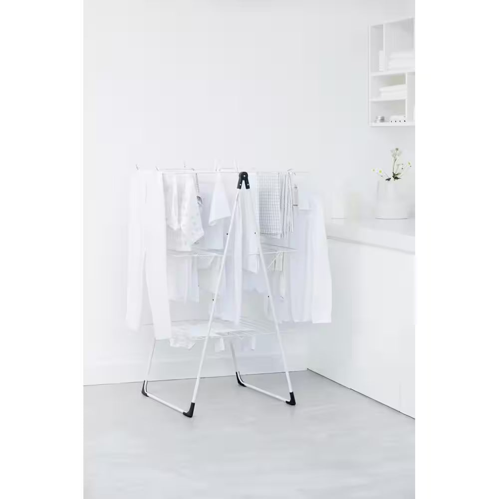 76 Ft. (23M) W 33.5 In. X H 51.6 In. Tower Clothes Drying Rack in Fresh White