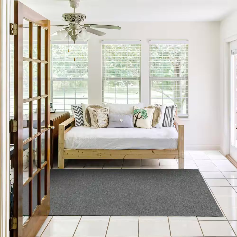 Unbound Smoke Gray Ribbed 6 Ft. X 8 Ft. Indoor/Outdoor Area Rug