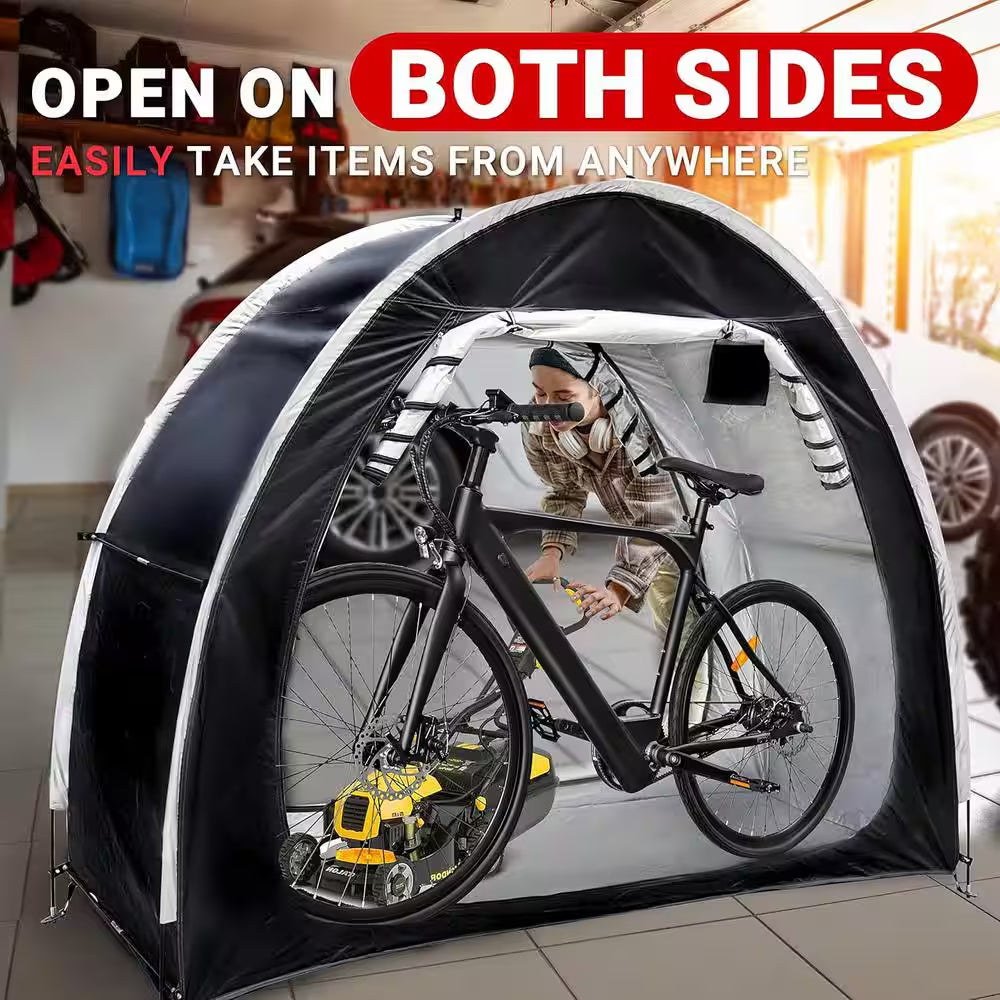 Bike Storage Shed Tent 6.9 Ft. X 4.9 Ft. Portable Foldable Outdoor Bicycle Cover Shelter with Double Doors for 3-4 Bikes