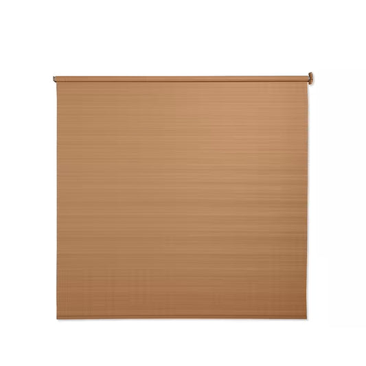 Tan Cordless Wheel-Operated Light Filtering PVC Exterior Shade 72 In. W X 72 In. L