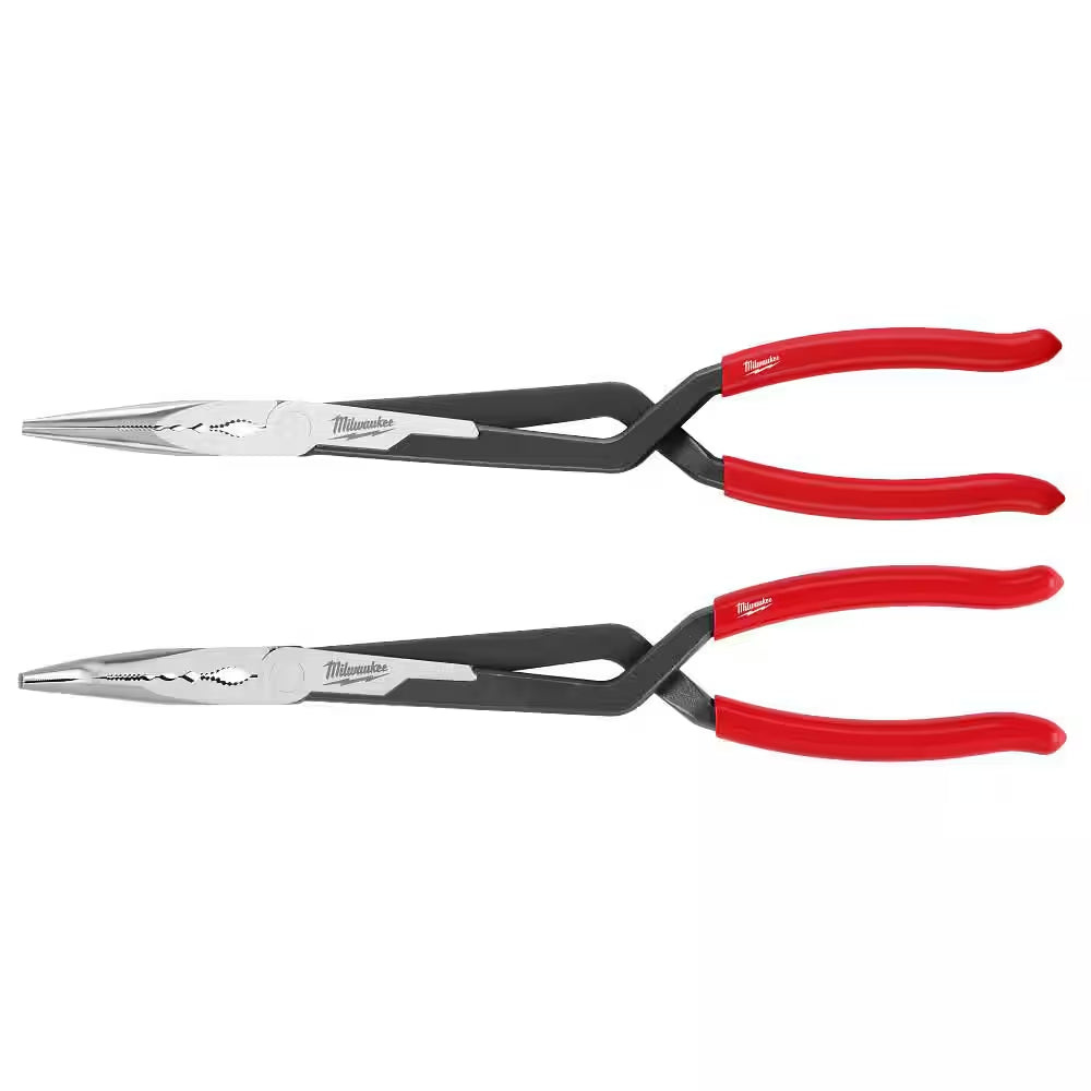 Long Needle Nose Pliers Set with Slip Resistant Grip (2-Piece)