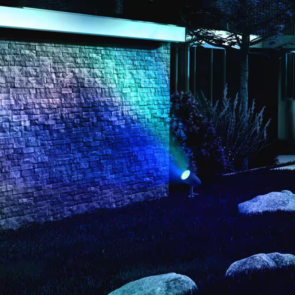Low Voltage 1600 Lumens Black RGB Integrated LED Smart Wi-Fi Landscape Spotlight, Works W/ Alexa/Hey Google/Homekit/Siri