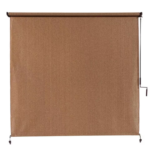 Walnut Cordless UV Blocking Fade Resistant Fabric Exterior Roller Shade 96 In. W X 96 In. L