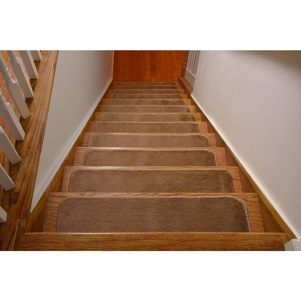 Comfy Collection Beige 8 ½ Inch X 30 Inch Indoor Carpet Stair Treads Slip Resistant Backing (Set of 13)