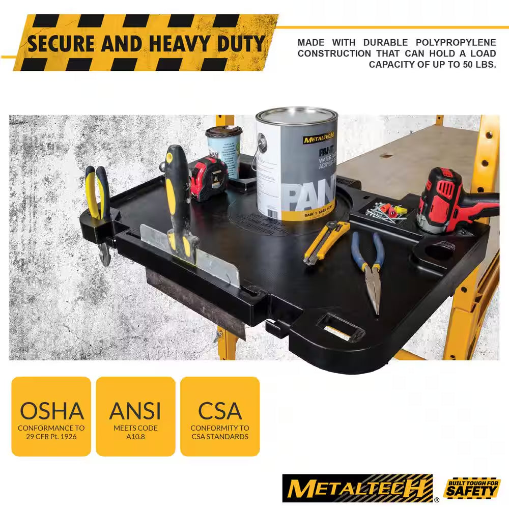 Jobsite 30 In. X 20 In. X 3 In. Polypropylene Tool Box Tray, Parts and Accessories Holder/Organizer for Scaffold