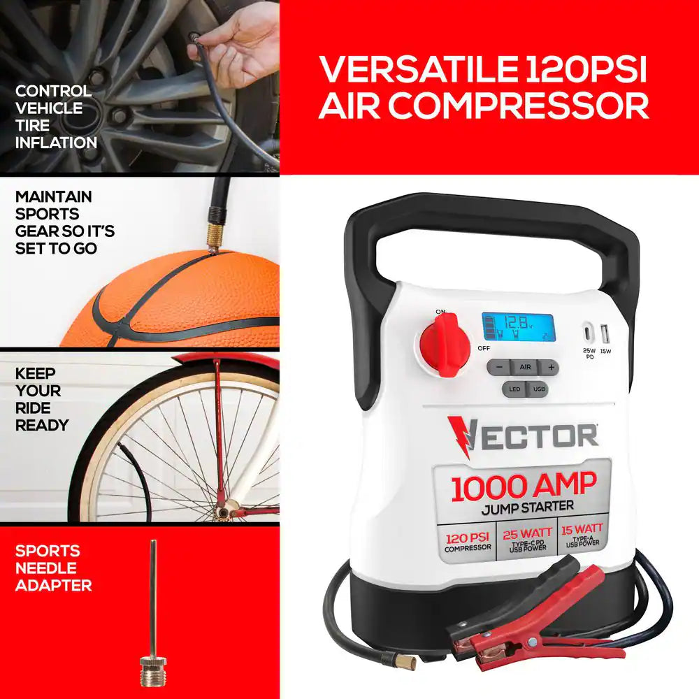 1000 Amp Jump Starter, Compressor, USB Power