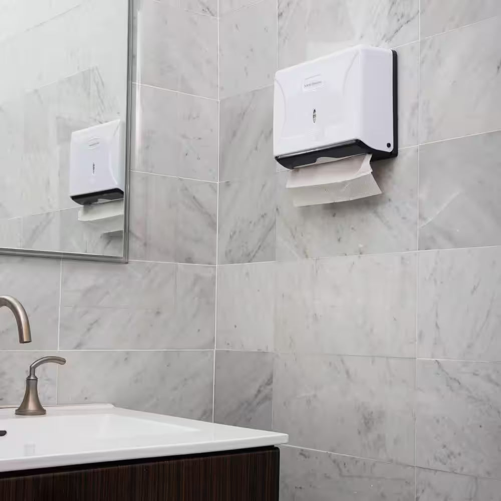Wall Mount White Paper Towel Tri-Fold Towel Dispenser 10.25 In. L X 3.75 In. W X 8 In. H