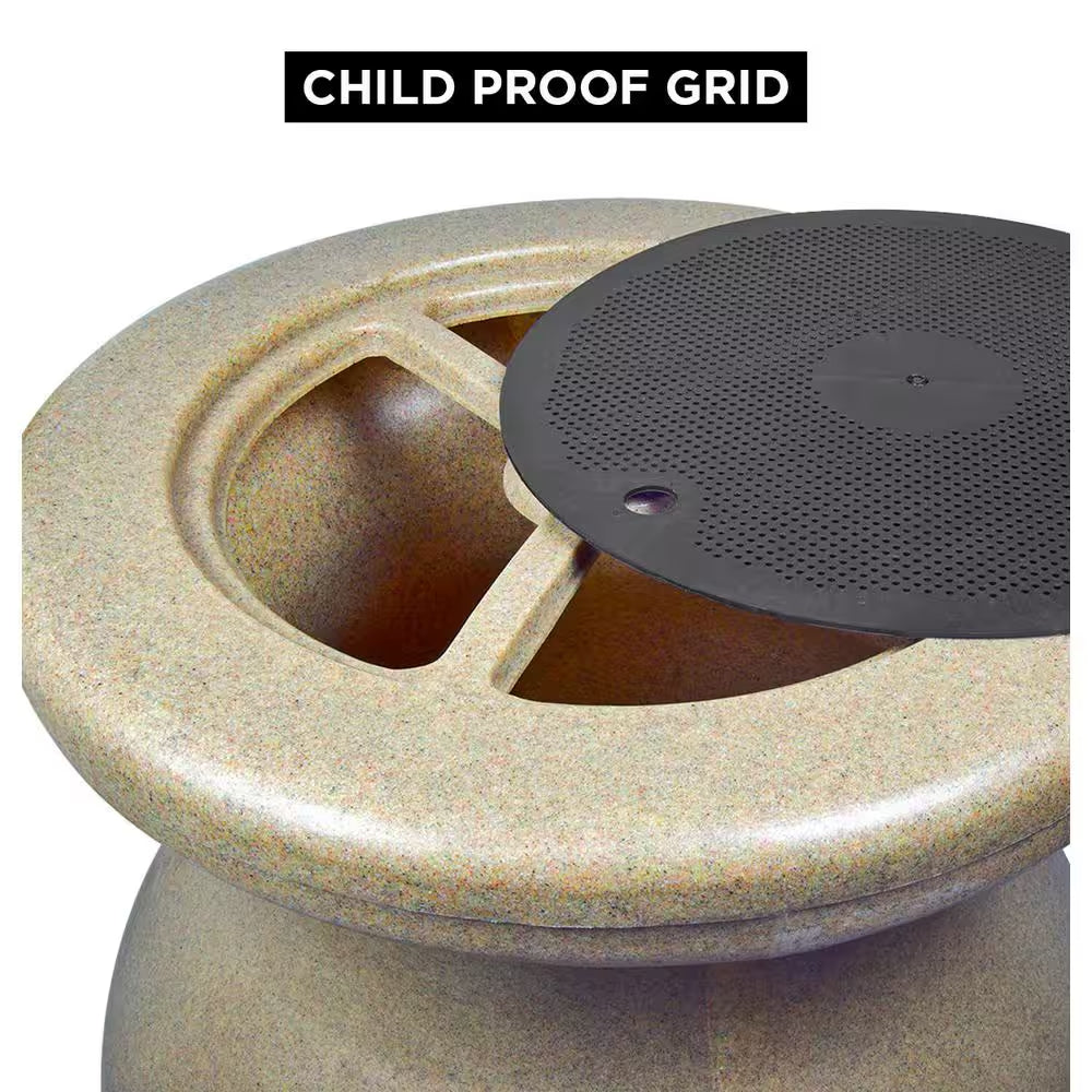 Stone-Look Rain Barrel 55 Gal (210L) Beige, Eco-Friendly Gardening, Water Conservation