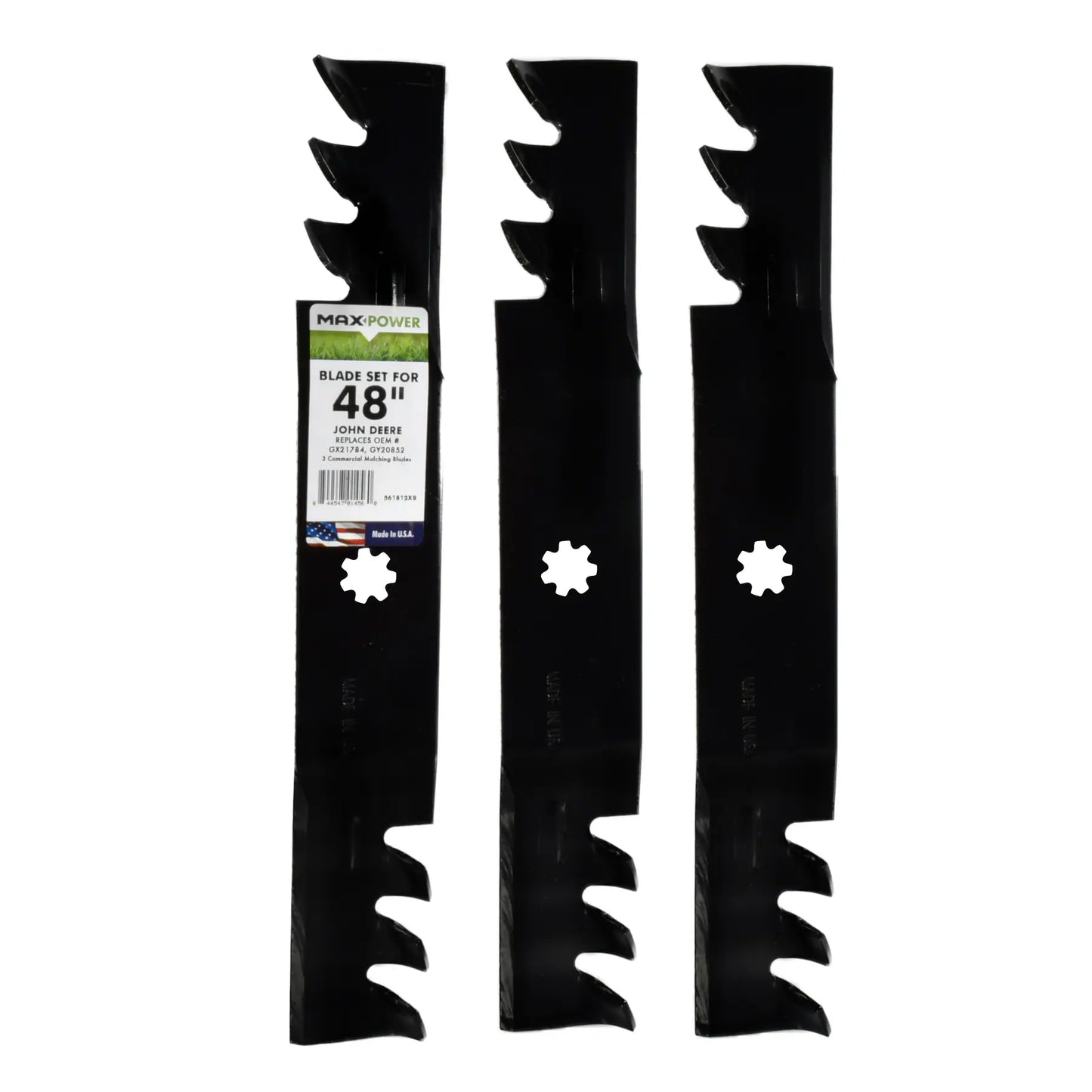 48-In Deck Mulching Mower Blade for Riding Lawn 3 -Pack Replaces OEM Numbers GX21784, GX21786, and GY20852