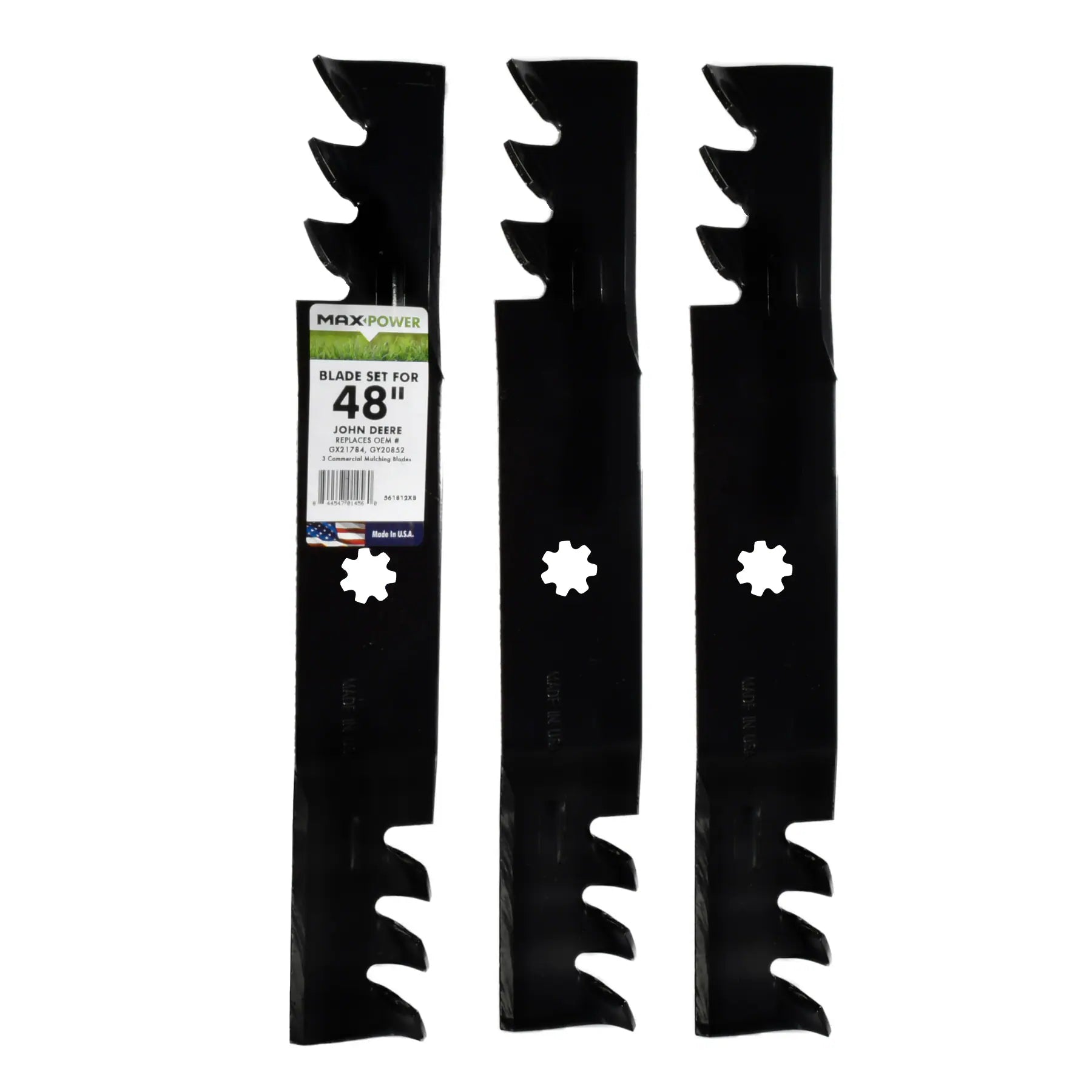 48-In Deck Mulching Mower Blade for Riding Lawn 3 -Pack Replaces OEM Numbers GX21784, GX21786, and GY20852