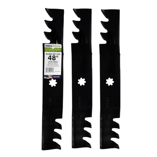 48-In Deck Mulching Mower Blade for Riding Lawn 3 -Pack Replaces OEM Numbers GX21784, GX21786, and GY20852