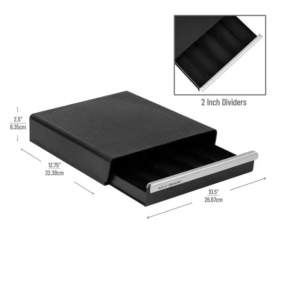 Single Serve Coffee Pod Drawer, 30 Pod Capacity, Countertop Organizer, 10.5 In. L X 12.75 In. W X 2.5 In. H, Black