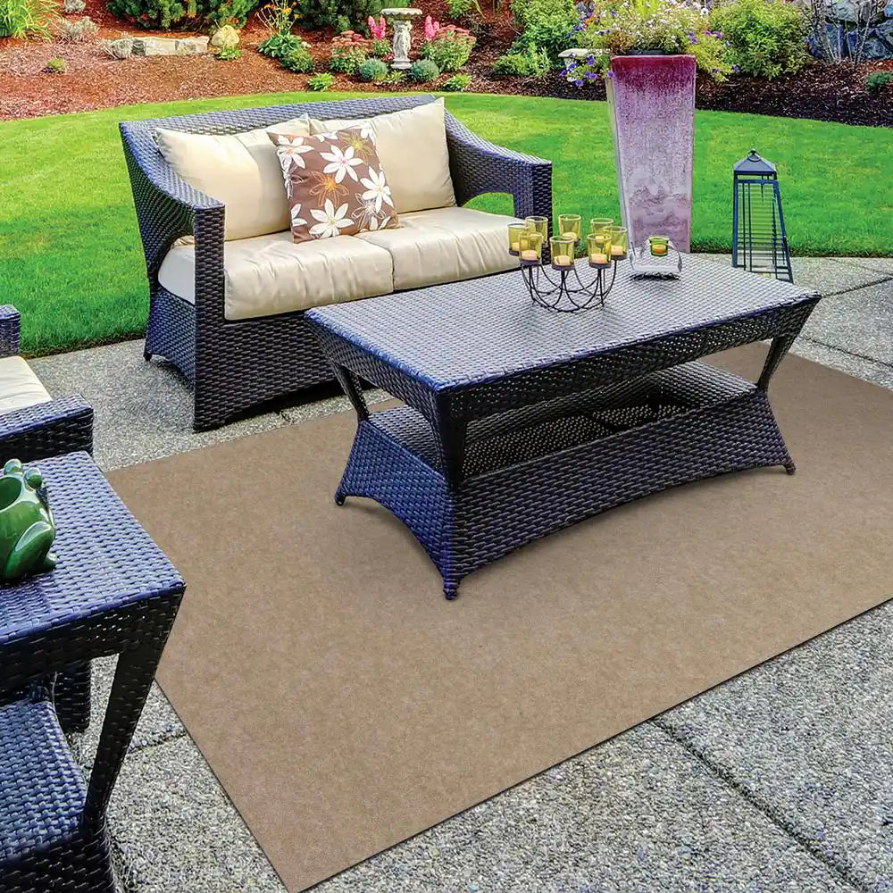 Ribbed Taupe 6 Ft. X 8 Ft. Indoor/Outdoor Area Rug