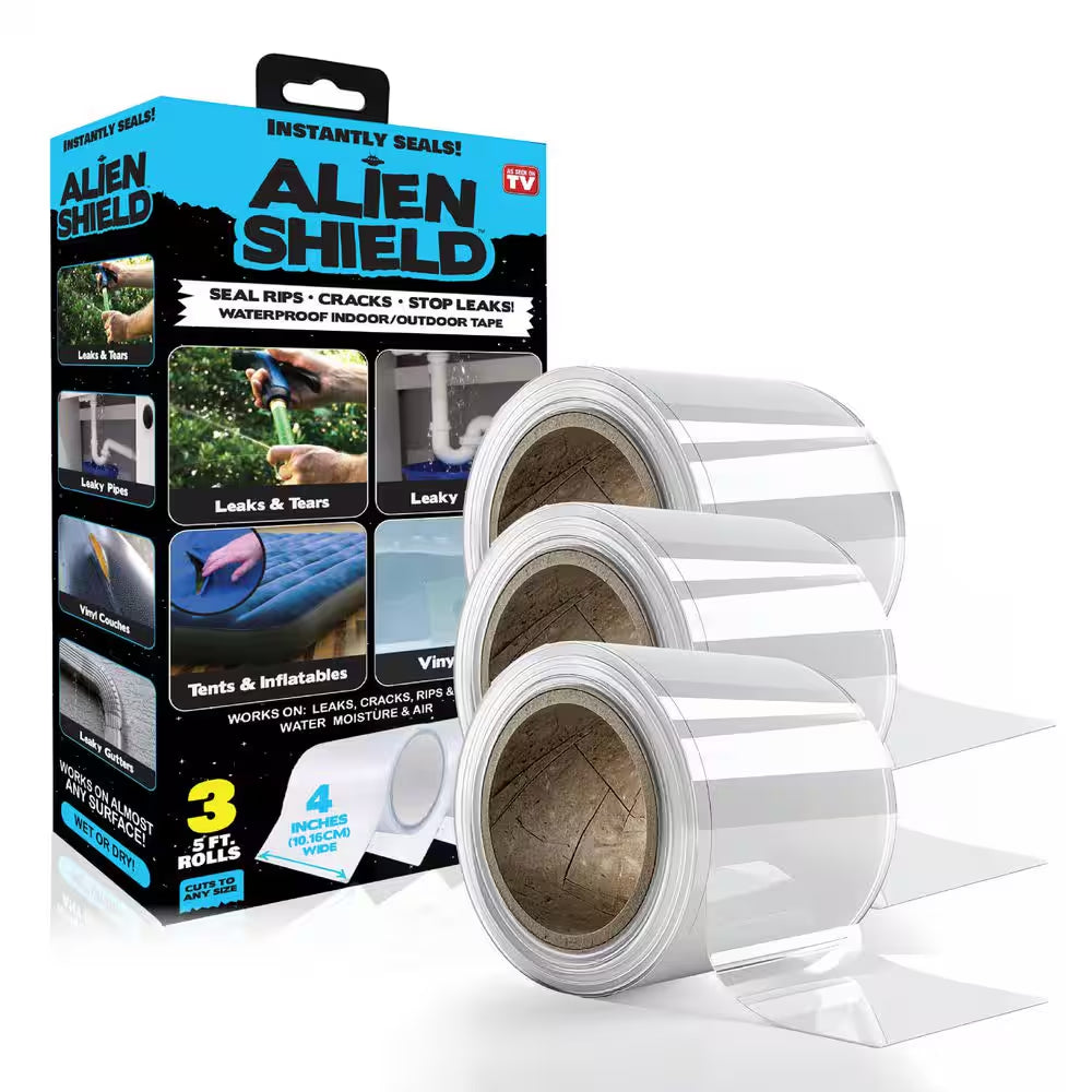 Alien Shield 4 In. Wide X 5 Ft. Long Transparent Ultra-Durable Waterproof Indoor and Outdoor Tape (3-Pack)
