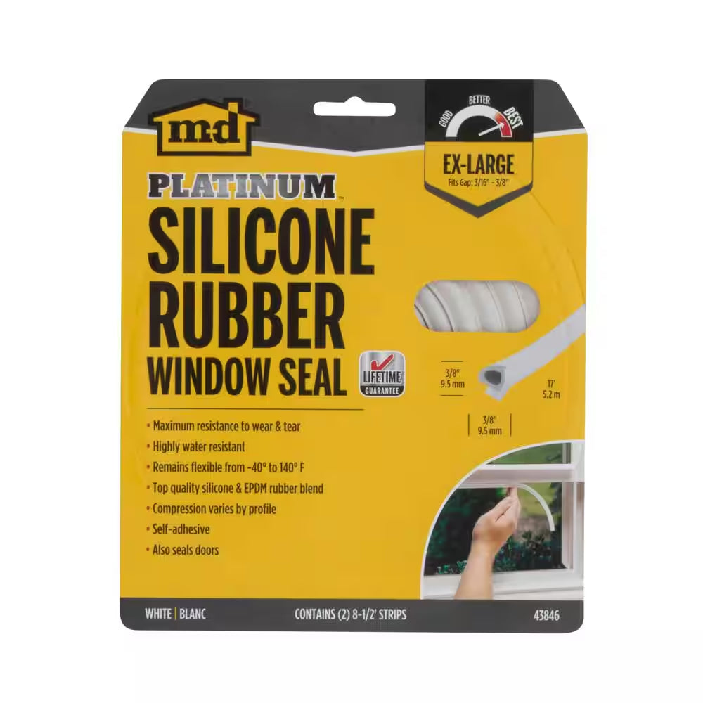 0.375 In. X 17 Ft. White Silicone Rubber Window Seal for Ex-Large Gaps Weatherstrip Roll