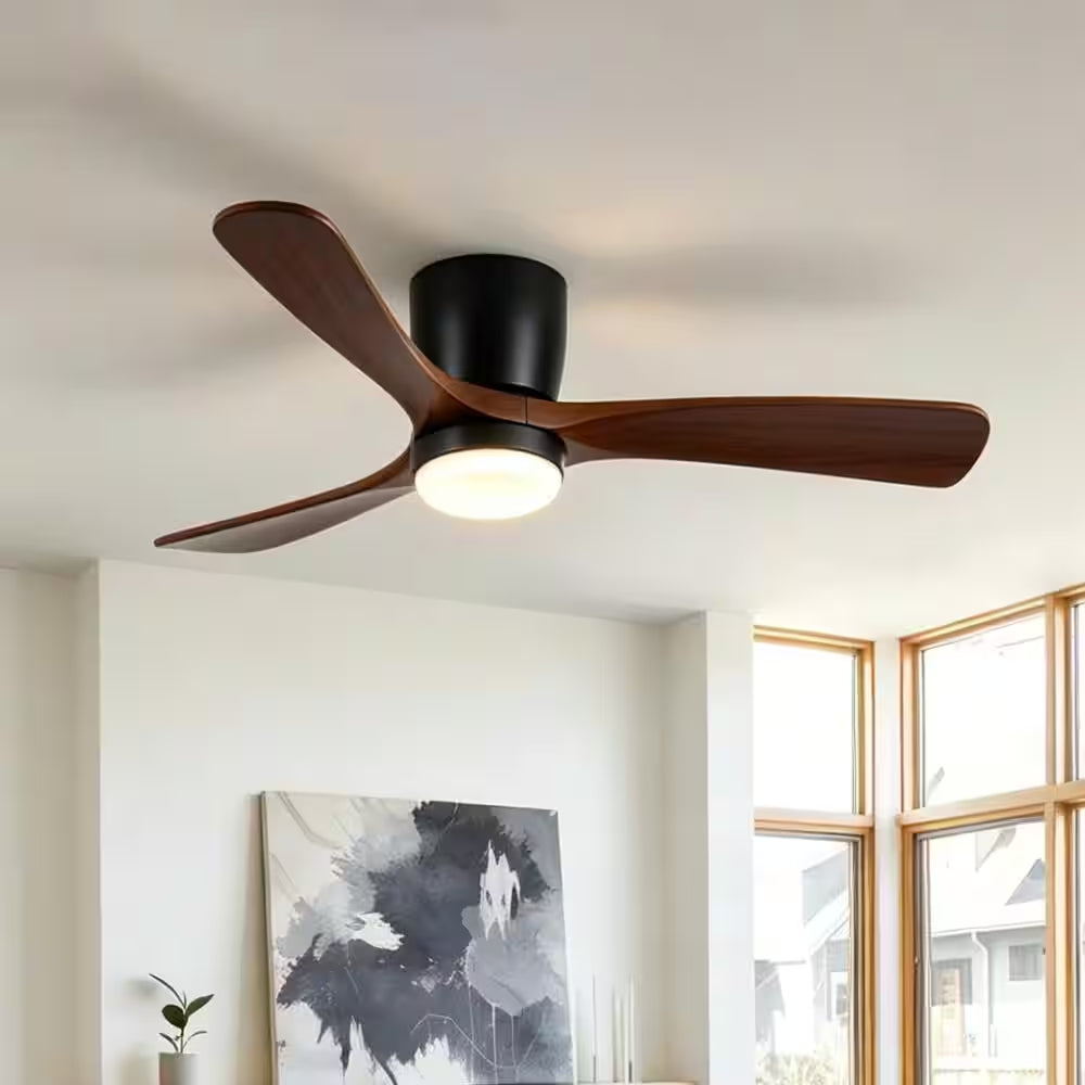 42 In. Smart Indoor Black Ceiling Fan with LED Light and App Remote Control 3 Colors Adjustable and Reversible DC Motor
